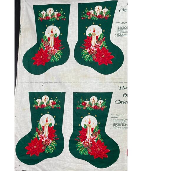 Home For Christmas Stocking Panel, Create Four Stockings, Country Fabric - Picture 5 of 6